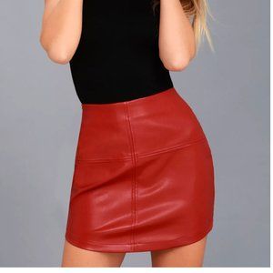 Pop Star Red Vegan Leather Mini Skirt